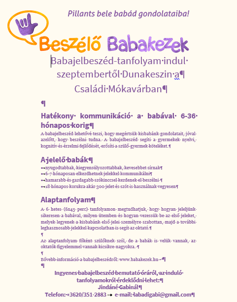 Babajelbeszéd tanfolyam Babajelbeszéd tanfolyam
